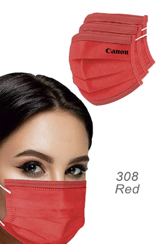 CW308 - Bright Red Disposable Face Mask - 3 Layered Health Protection