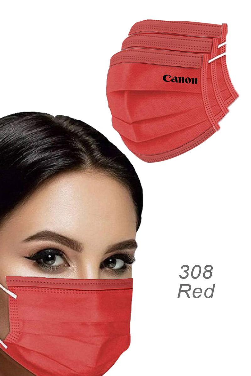 CW308 - Bright Red Disposable Face Mask - 3 Layered Health Protection